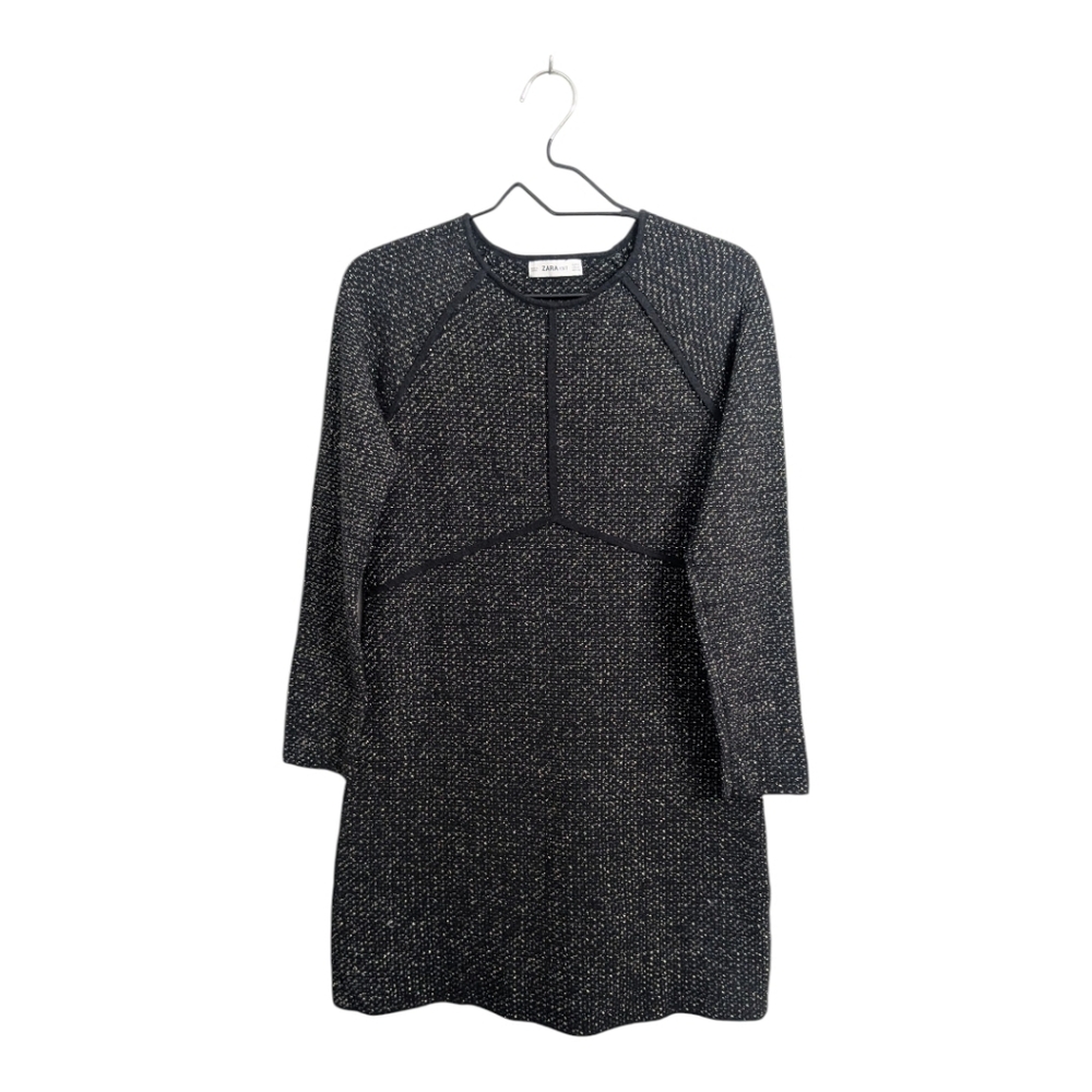 Zara Knit Black Golden Threads Sweater Dress Long Sleeve Semi-Formal Party M